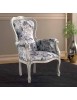 MOBILI 2G - POLTRONA SHABBY IMBOTTITA IN LEGNO MASSELLO INTAGLIATA CON FREGI
