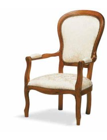 MOBILI 2G - POLTRONA IMBOTTITA IN LEGNO MASSELLO INTAGLIATA CON FREGI