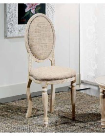 MOBILI 2G - SEDIA SHABBY CHIC IMBOTTITA IN LEGNO MASSELLO INTAGLIATA CON FREGI