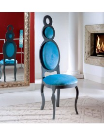 MOBILI 2G - SEDIA IMBOTTITA IN LEGNO LACCATO GRIGIO/AZZURRO