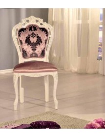 MOBILI 2G - SEDIA SHABBY CHIC IMBOTTITA IN LEGNO MASSELLO INTAGLIATA CON FREGI