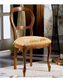 MOBILI 2G - SEDIA IMBOTTITA IN LEGNO MASSELLO INTAGLIATA CON FREGI