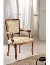 MOBILI 2G - POLTRONA IMBOTTITA IN LEGNO MASSELLO INTAGLIATA CON FREGI