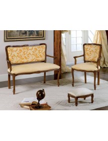 DIVANETTO IMBOTTITO LEGNO MASSELLO CON FREGI 111x50x84