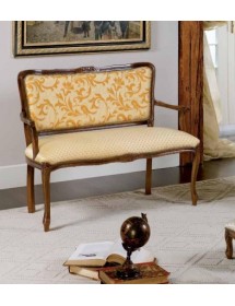 DIVANETTO IMBOTTITO LEGNO MASSELLO CON FREGI 111x50x84