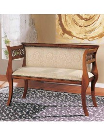 DIVANETTO IMBOTTITO IN LEGNO CON FREGI 111X43X78