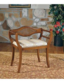 MOBILI 2G - POLTRONA IMBOTTITA IN LEGNO MASSELLO INTAGLIATA CON FREGI