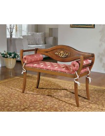 DIVANETTO IMBOTTITO IN LEGNO FREGIO ORO 103x38x77