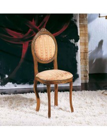 MOBILI 2G - SEDIA IMBOTTITA IN LEGNO MASSELLO INTAGLIATA CON FREGI