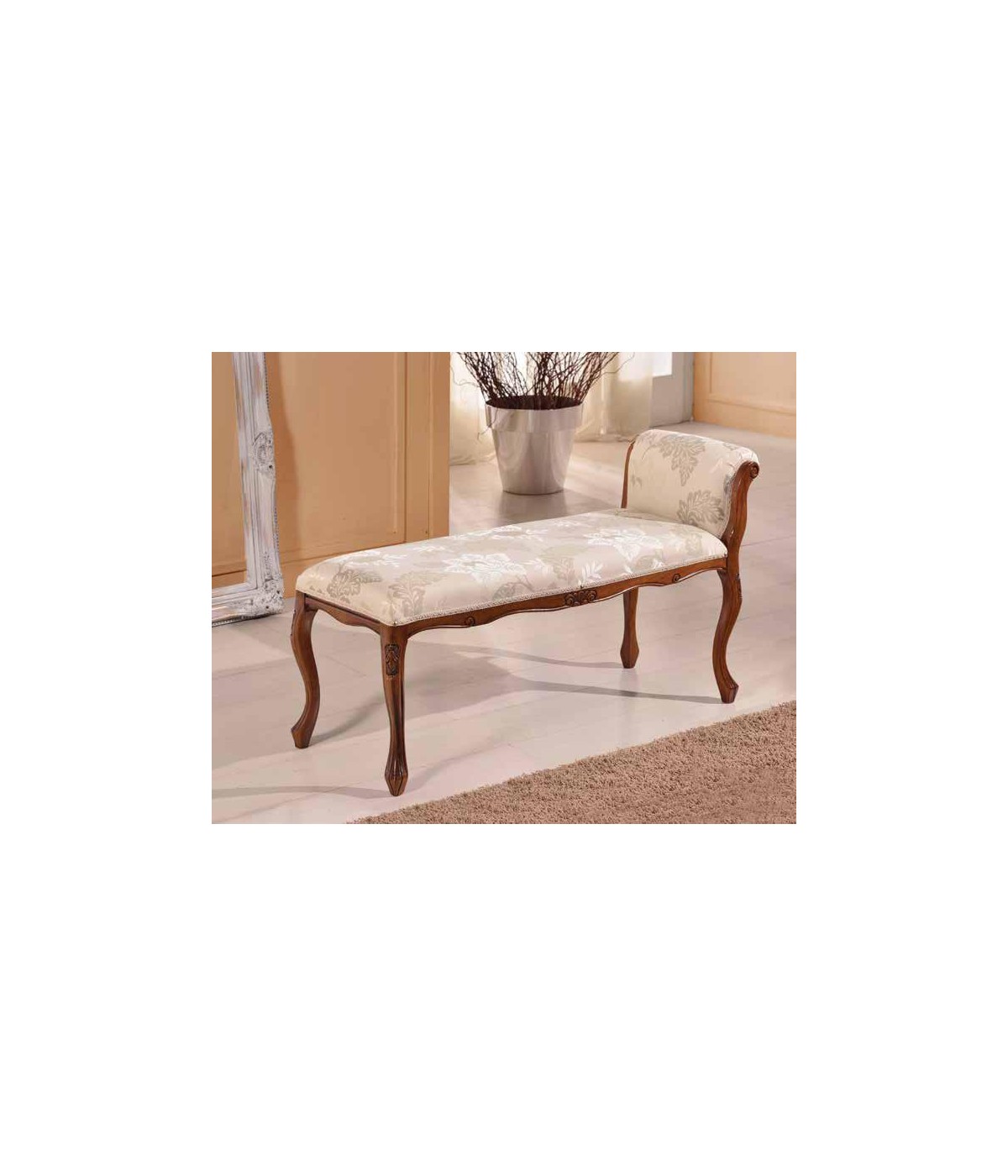 MOBILI 2G - PANCA IMBOTTITA IN LEGNO CON FREGI