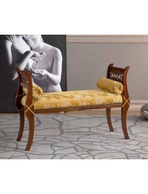 MOBILI 2G - PANCA IMBOTTITA IN LEGNO INTAGLIATO CON FREGI