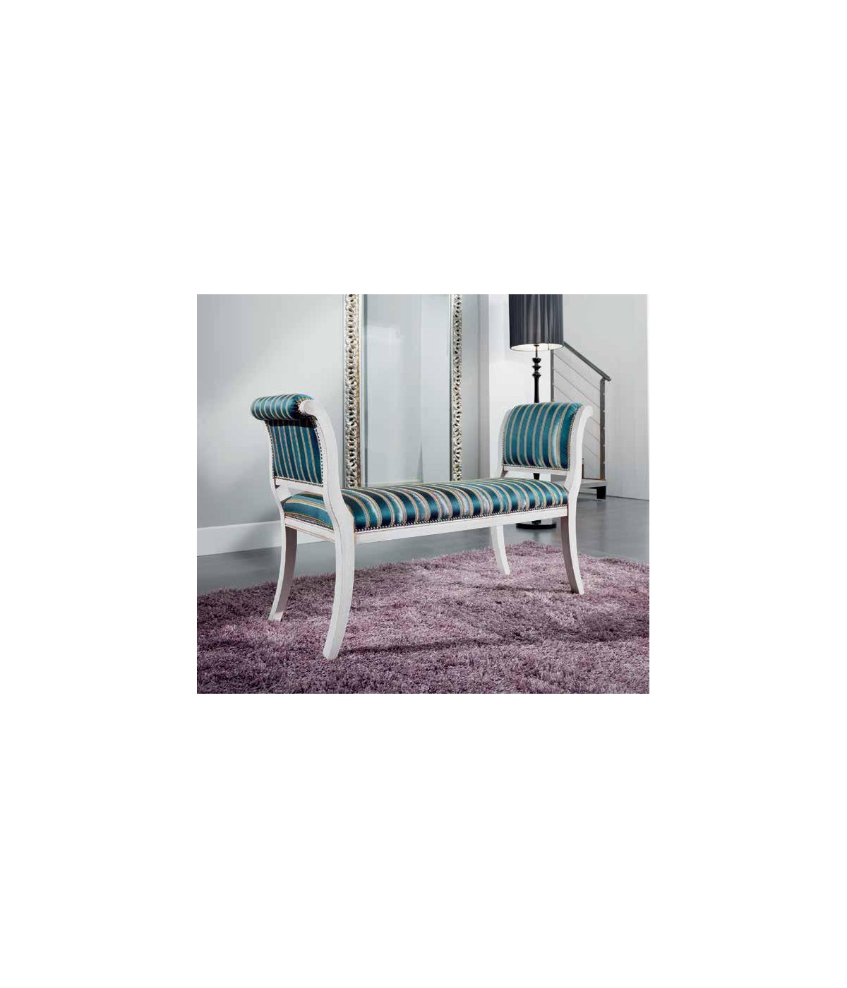 MOBILI 2G - PANCA IMBOTTITA IN LEGNO SHABBY CHIC