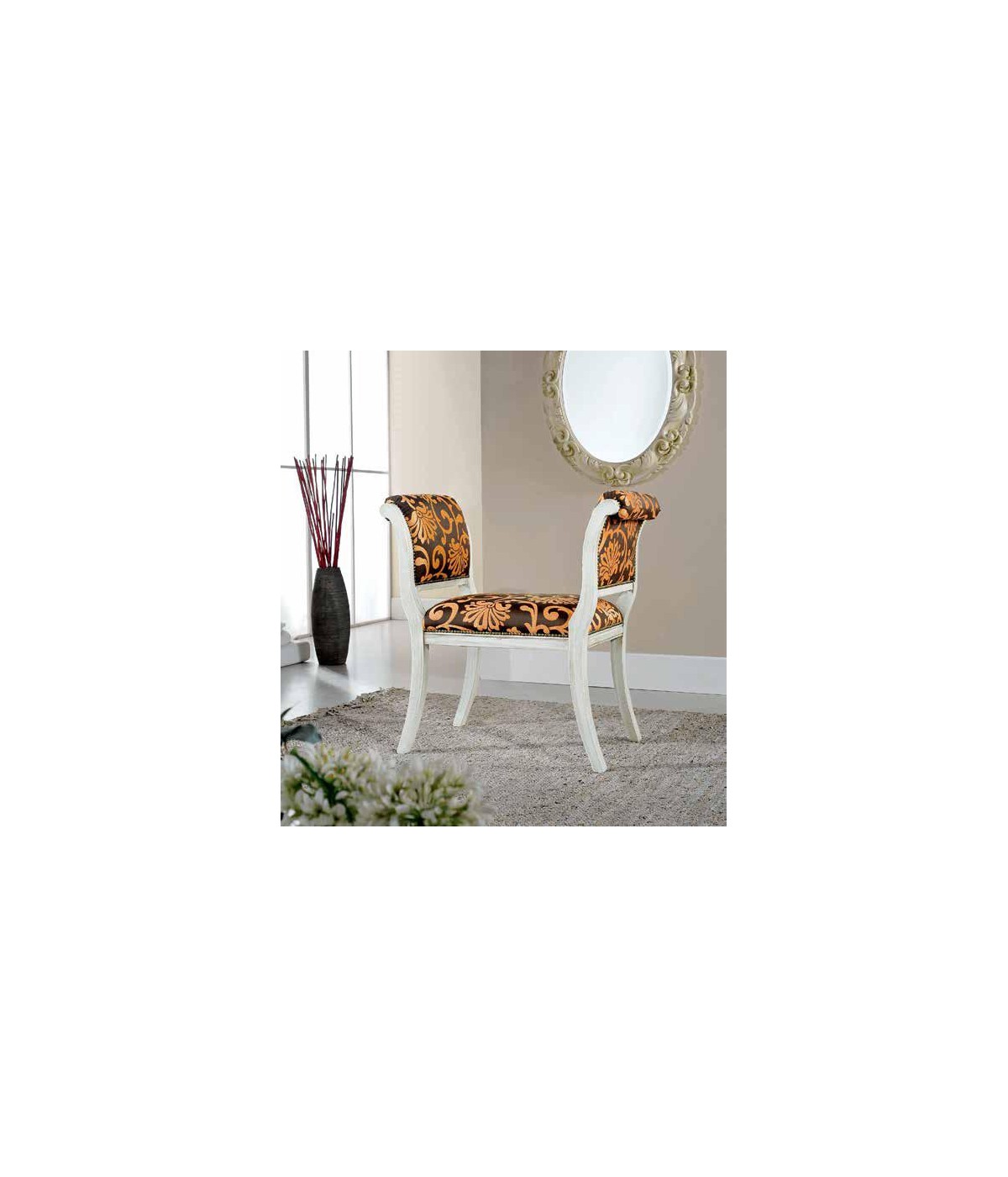 MOBILI 2G - PANCA IMBOTTITA IN LEGNO SHABBY CHIC