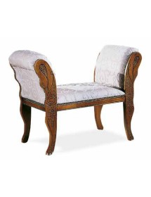 MOBILI 2G - PANCA IMBOTTITA IN LEGNO INTAGLIATO CON FREGI