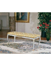 MOBILI 2G - PANCA IMBOTTITA IN LEGNO SHABBY CON DECORI ORO