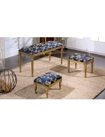 MOBILI 2G - PANCA IMBOTTITA IN LEGNO INTAGLIATO CON FREGI ORO