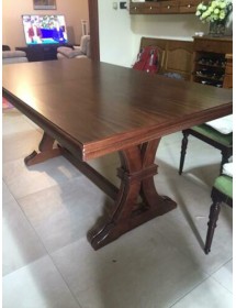 MOBILI 2G - Tavolo Fratino Allungabile In Legno Tinta Noce Arte Povera 160x85 vista laterale