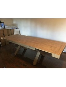 MOBILI 2G - TAVOLO RETTANGOLARE ALLUNGABILE ROVERE CONSUMATO 180X100 H.77 VISTA APERTO