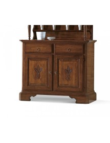 MOBILI 2G - CRISTALLIERA SPIGA 2 PORTE IN LEGNO MASSELLO TINTA NOCE
