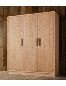 MOBILI 2G - ARMADIO CORTINA 3 ANTE IN LEGNO MASSELLO DI ABETE/CASSETTIERA INTERNA