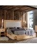 MOBILI 2G - LETTO CORTINA MATRIMONIALE IN LEGNO MASSELLO DI ABETE 4 CASSETTI