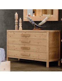 MOBILI 2G - CASSETTIERA CORTINA 4 CASSETTI IN LEGNO MASSELLO DI ABETE