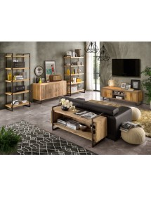 MOBILI 2G - CREDENZA  3 ANTE INDUSTRIAL IN LEGNO MASSELLO