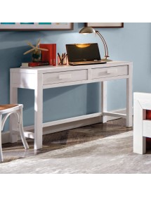 MOBILI 2G - SCRIVANIA 2 CASSETTI SHABBY BIANCO LEGNO MASSELLO DI ABETE 110X55X80 (3319) vista frontale