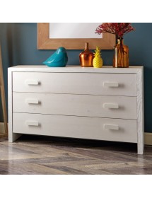 CASSETTIERA CORTINA 3 CASSETTI BIANCO IN LEGNO MASSELLO DI ABETE 120x50x80 (3317)
