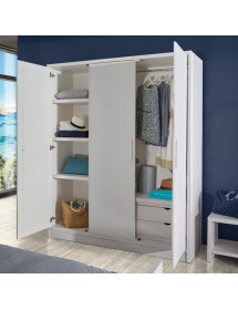 MOBILI 2G - ARMADIO 3 ANTE SHABBY BIANCO IN LEGNO MASSELLO DI ABETE