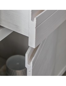 MOBILI 2G - CREDENZA 3 ANTE 3 CASSETTI SHABBY BIANCO IN LEGNO MASSELLO DI ABETE