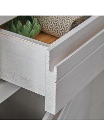 MOBILI 2G - CREDENZA 3 ANTE 3 CASSETTI SHABBY BIANCO IN LEGNO MASSELLO DI ABETE