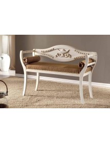 DIVANETTO IMBOTTITO SHABBY LEGNO MASSELLO FREGI 103x38x77