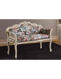 DIVANETTO IMBOTTITO SHABBY LEGNO CON FREGI 115x45x85