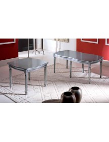 MOBILI 2G - TAVOLINO LACCATO ARGENTO DA SALOTTO IN LEGNO CON FREGI