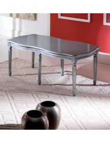 MOBILI 2G - TAVOLINO LACCATO ARGENTO DA SALOTTO IN LEGNO CON FREGI