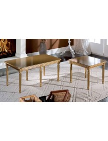 MOBILI 2G - TAVOLINO LACCATO ORO DA SALOTTO IN LEGNO CON FREGI