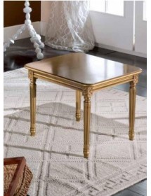 MOBILI 2G - TAVOLINO LACCATO ORO DA SALOTTO IN LEGNO CON FREGI