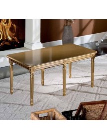 MOBILI 2G - TAVOLINO LACCATO ORO DA SALOTTO IN LEGNO CON FREGI