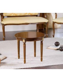 TAVOLINO ROTONDO DA SALOTTO IN LEGNO INTAGLIATO CON FREGI ORO 53x53x46