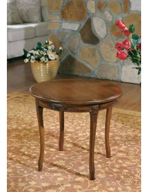 MOBILI 2G - TAVOLINO ROTONDO DA SALOTTO IN LEGNO INTAGLIATO CON FREGI