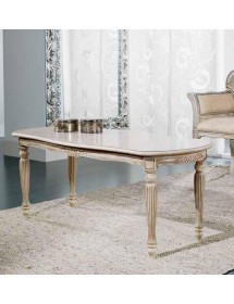 MOBILI 2G - TAVOLINO SHABBY DA SALOTTO IN LEGNO INTAGLIATO CON FREGI