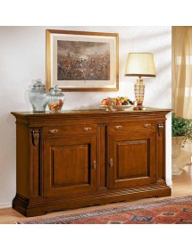 MOBILI 2G - MADIA CREDENZA 2 ANTE IN LEGNO TINTA NOCE 213x54x124