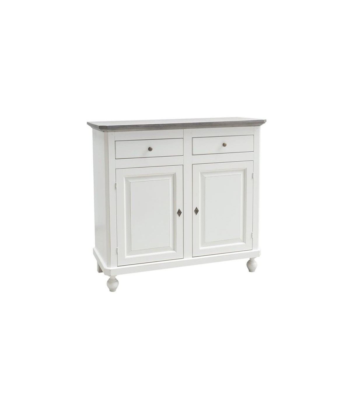 MOBILI 2G - Madia Credenza Shabby Chic Bianco/grigio In Legno 2 Porte 104x43x98