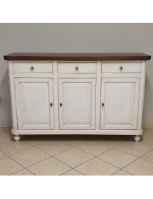 MOBILI 2G - Madia Credenza Shabby chic bicolore in legno 3 porte 150x43x98