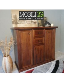MOBILI 2G - Madia Credenza 3 porte 2 cassetti tinta noce 100 X 39 X 85 VISTA FRONTALE