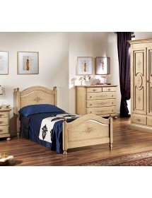 MOBILI 2G - LETTO SAGOMATO SINGOLO AVORIO ANTICO/ROSA IN LEGNO 99x212x112 (1437) vista frontale