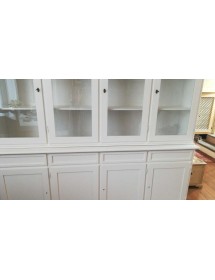 MOBILI 2G - CRISTALLIERA CLASSICA 4 PORTE IN LEGNO SHABBY BIANCO 205X42X205 vista dettagli