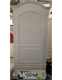 MOBILI 2G - ARMADIO ARTE POVERA 1 PORTA LEGNO SHABBY BIANCO 96x56x196H vista frontale