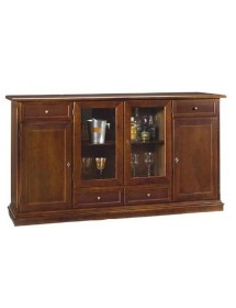 MOBILI 2G - MADIA CREDENZA 4 PORTE LEGNO TINTA NOCE L.205 P.49 H.113 VISTA FRONTALE